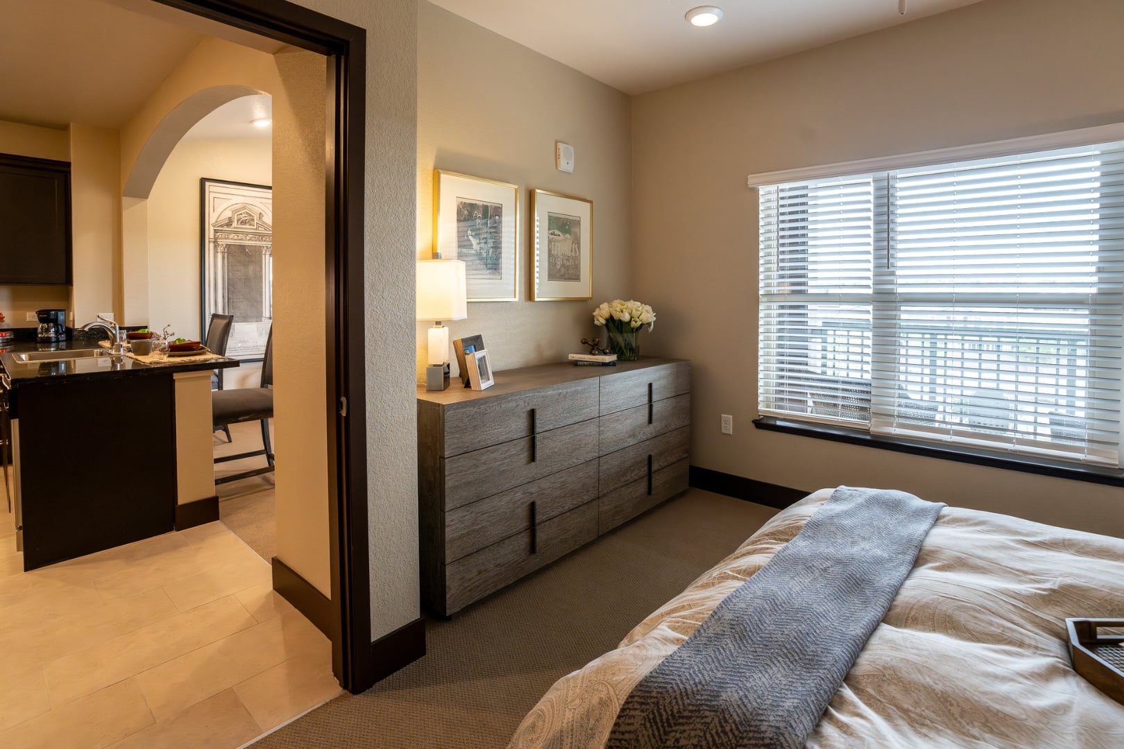 Bedroom Dresser with Framed Art at Independent Living Facility