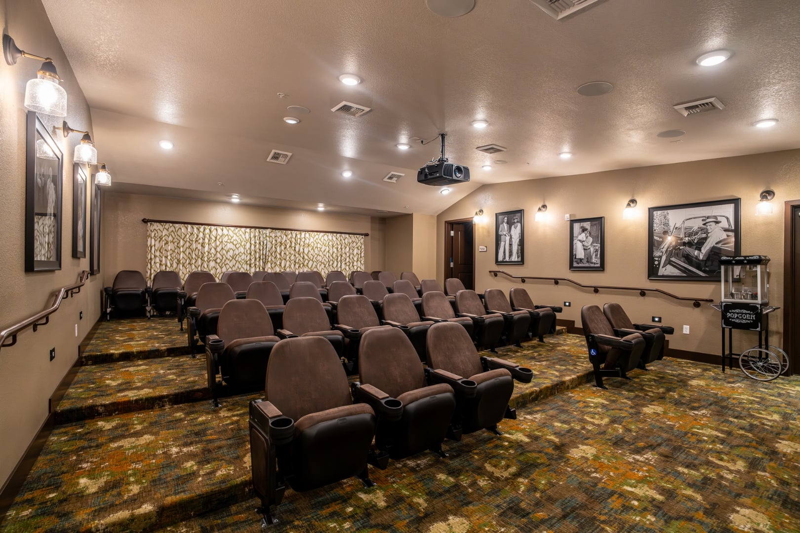 Theater Room with Rows of Seating at Independent Living Facility