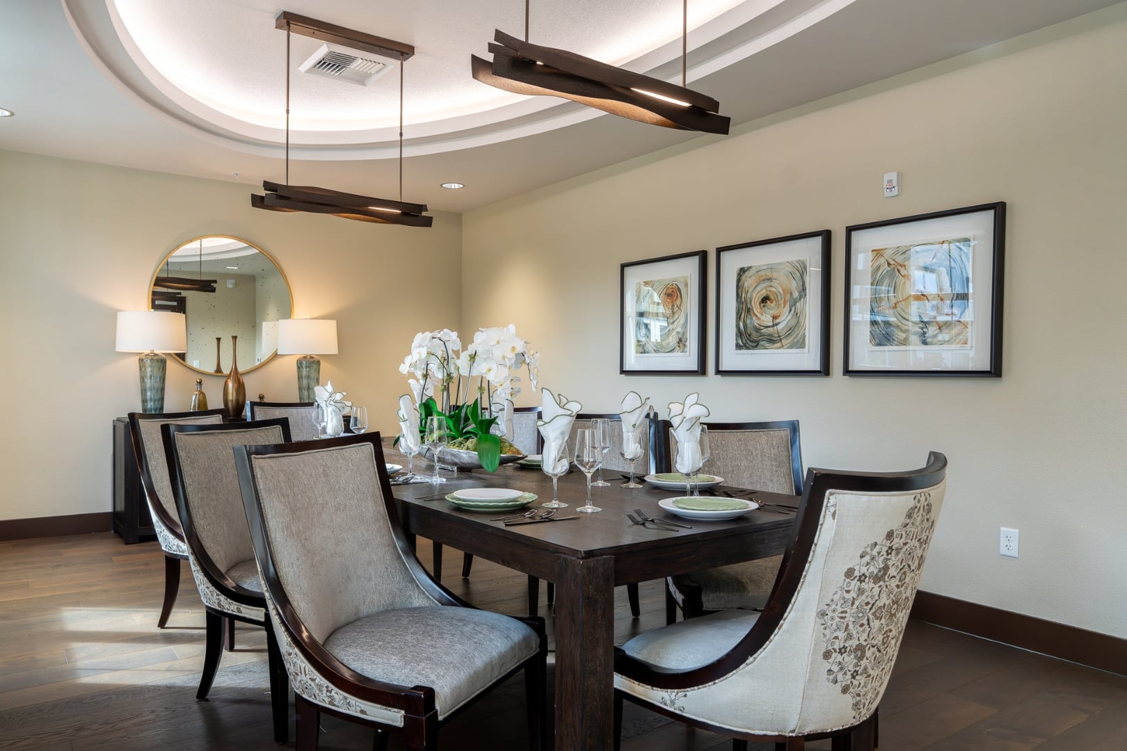 Private Dining Room with Table Setting at Independent Living Cottages