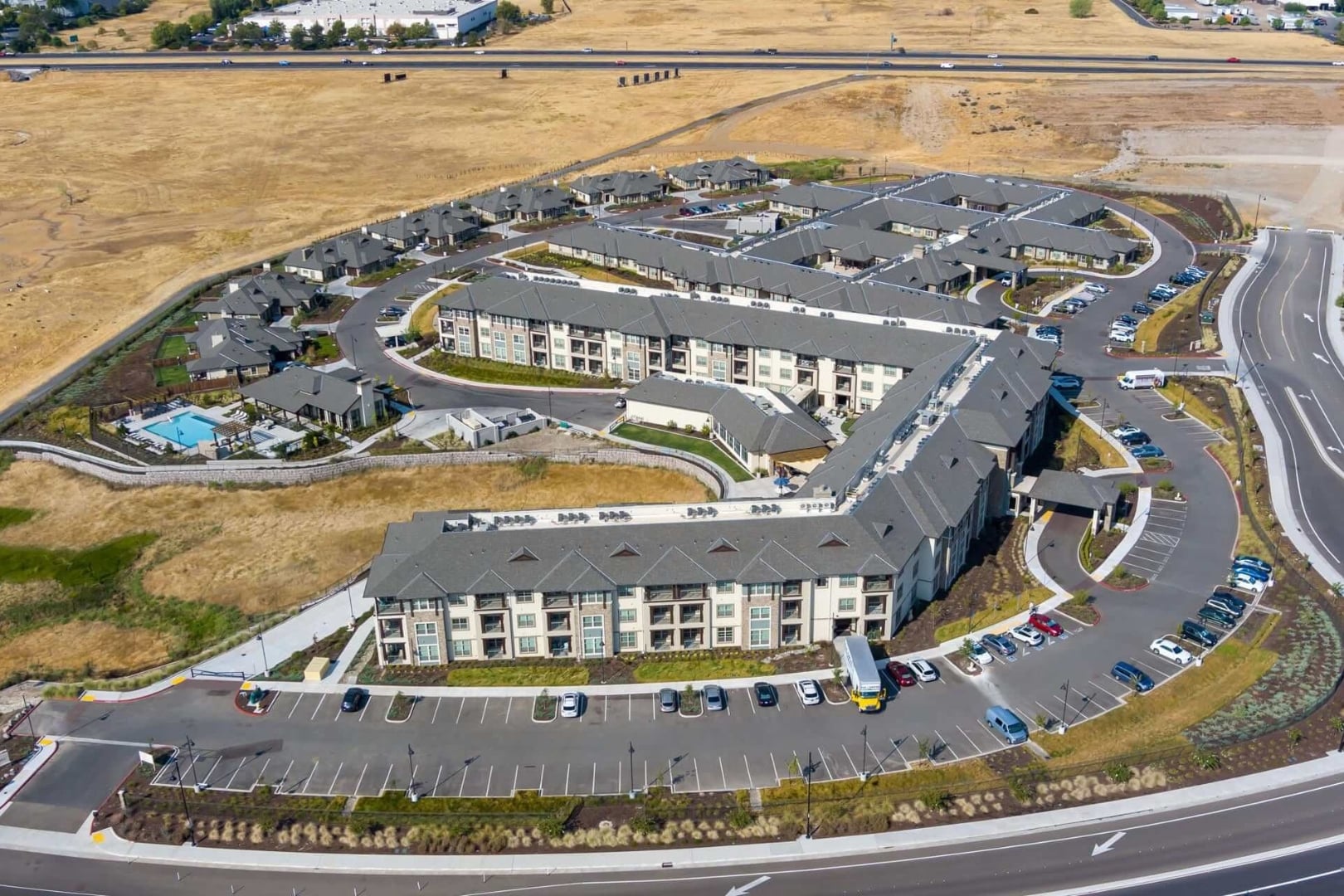 Aerial View Showing Community Rooftops at Independent Living Cottages