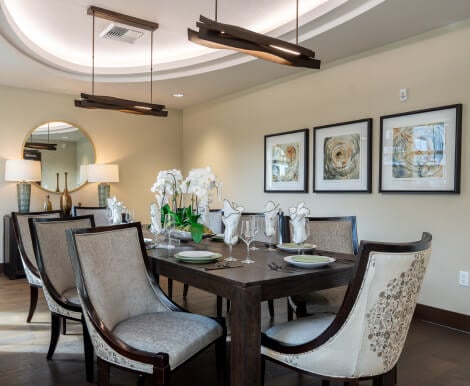 Elegant Private Dining Room Table Setting at Independent Living Facility Elegant Private Dining Room Table Setting at Independent Living Facility